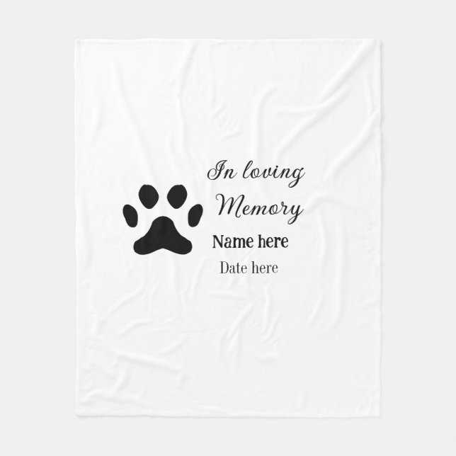 In loving memory memorial keepsake add pet name fleece blanket (Front)