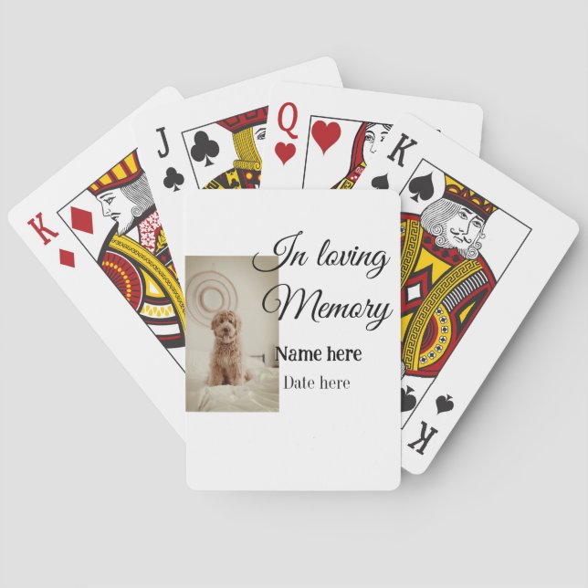 In loving memory memorial keepsake add pet name poker cards (Back)