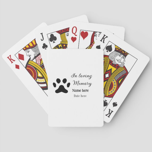 In loving memory memorial keepsake add pet name poker cards (Back)