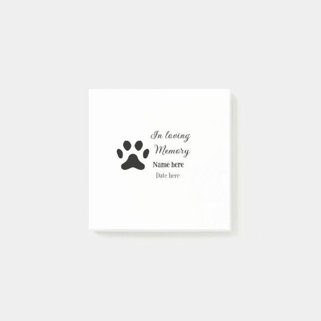 In loving memory memorial keepsake add pet name post-it notes (Front)