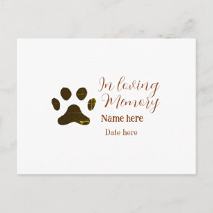 In loving memory memorial keepsake add pet name postcard