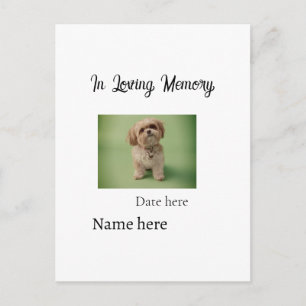 In loving memory memorial keepsake add pet name postcard