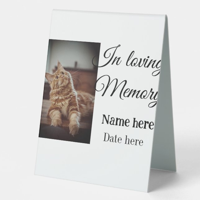 In loving memory memorial keepsake add pet name table tent (Front)