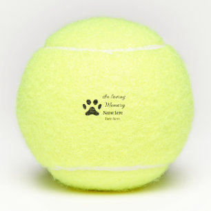 In loving memory memorial keepsake add pet name tennis balls