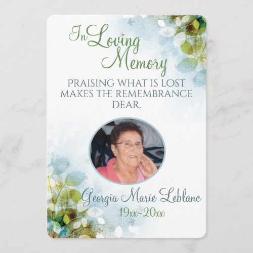 In Loving Memory Memorial Keepsake Cards