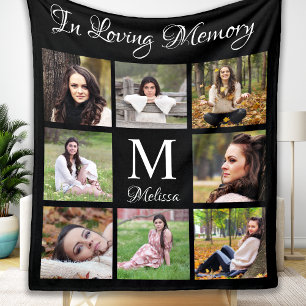 In Loving Memory Memorial Keepsake Photo Collage Fleece Blanket