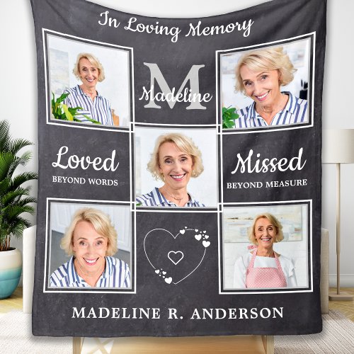 In Loving Memory Memorial Keepsake Photo Collage Fleece Blanket