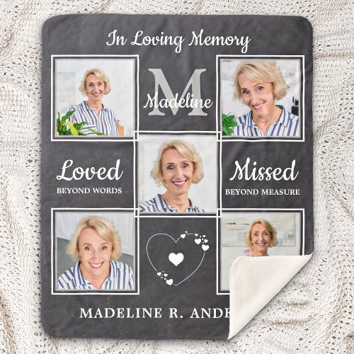 In Loving Memory Memorial Keepsake Photo Collage Sherpa Blanket
