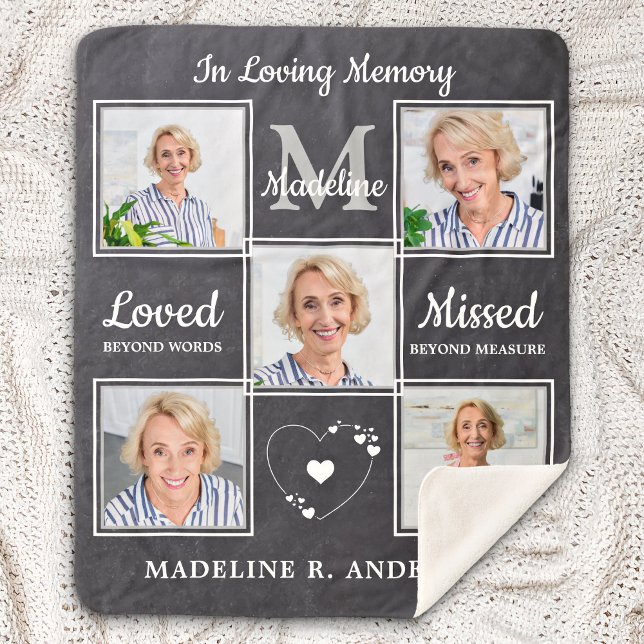 In Loving Memory Memorial Keepsake Photo Collage Sherpa Blanket (Creator Uploaded)