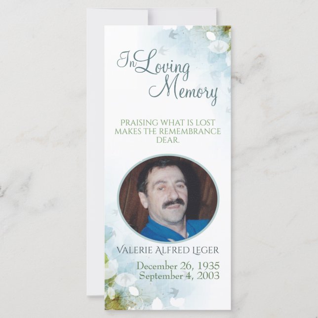 In Loving Memory Memorial Keepsake Sympathy Card (Front)