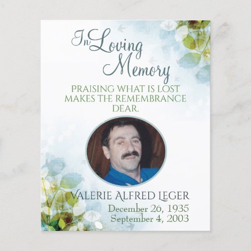 In Loving Memory Memorial Keepsake Sympathy Card