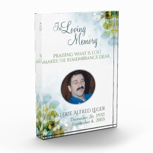 In Loving Memory Memorial Keepsake Sympathy Card Acrylic Award