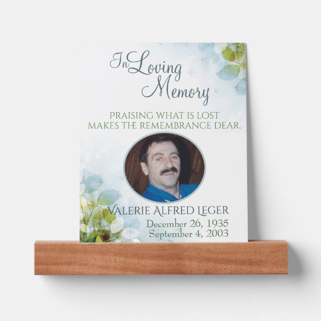 In Loving Memory Memorial Keepsake Sympathy Card Picture Ledge (Front)