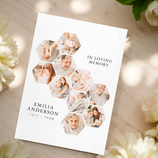 In Loving Memory Memorial Modern 10 Photos Card (Creator Uploaded)