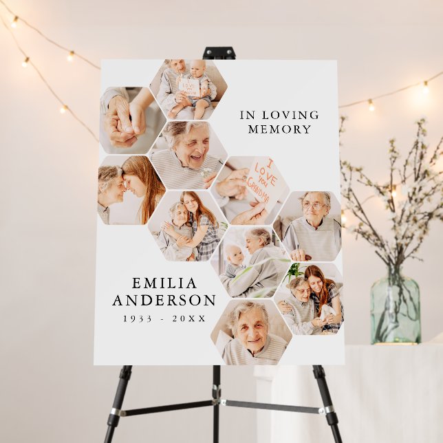 In Loving Memory Memorial Modern 10 Photos Foam Board (In Situ (Stand))