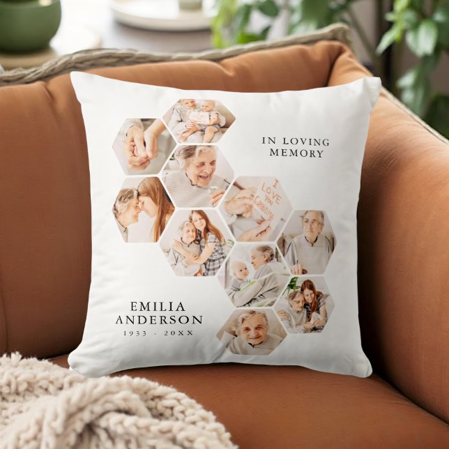 In Loving Memory Memorial Modern 10 Photos Throw Pillow (Creator Uploaded)