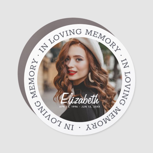 In Loving Memory Memorial Modern Custom Photo Car Magnet (Front)