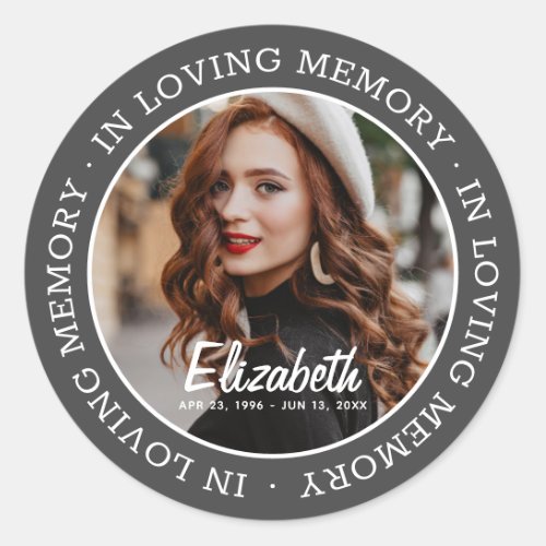 In Loving Memory Memorial Modern Custom Photo Classic Round Sticker