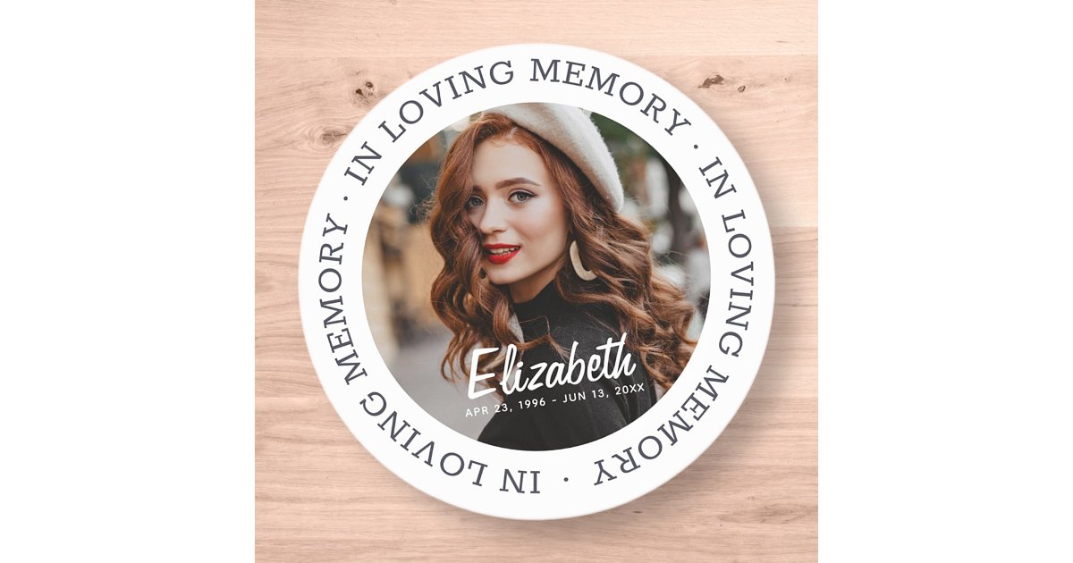In Loving Memory Memorial Modern Custom Photo Classic Round Sticker ...