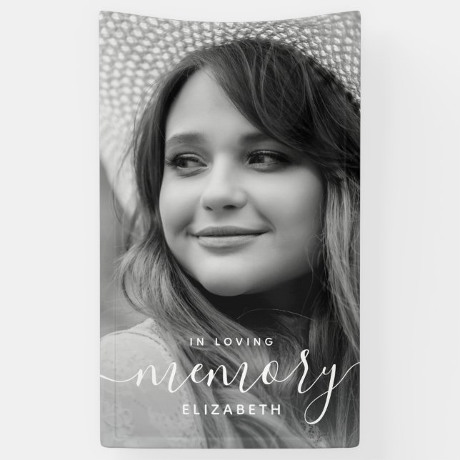In Loving Memory Memorial Modern Elegant Photo Banner (Vertical)