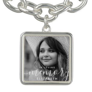 In Loving Memory Memorial Modern Elegant Photo Bracelet