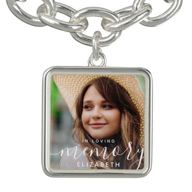 In Loving Memory Memorial Modern Elegant Photo Bracelet (Design)