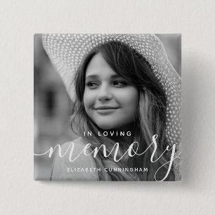 In Loving Memory Memorial Modern Elegant Photo Button