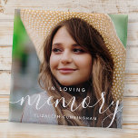 In Loving Memory Memorial Modern Elegant Photo Button<br><div class="desc">This simple and classic design is composed of serif and cursive typography and add a custom photo.</div>