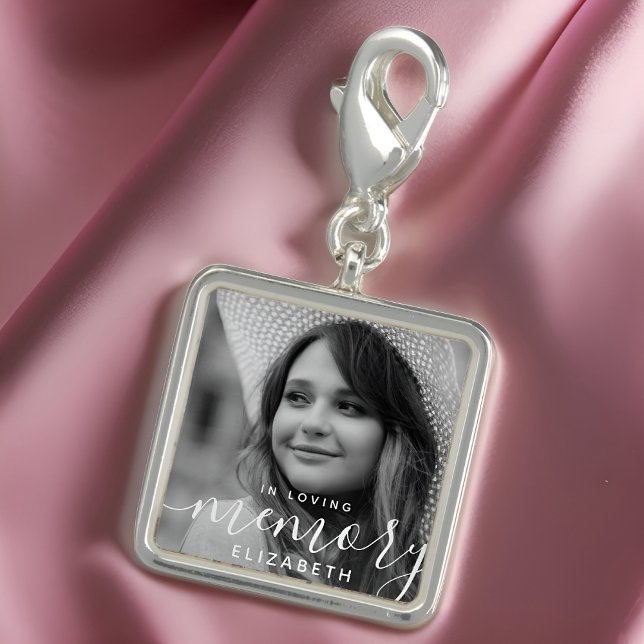 In Loving Memory Memorial Modern Elegant Photo Charm (Creator Uploaded)