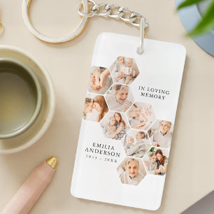 In Loving Memory Memorial Modern Photo Collage Keychain