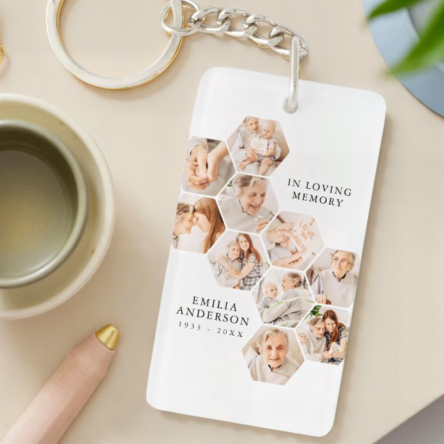 In Loving Memory Memorial Modern Photo Collage Keychain (Creator Uploaded)