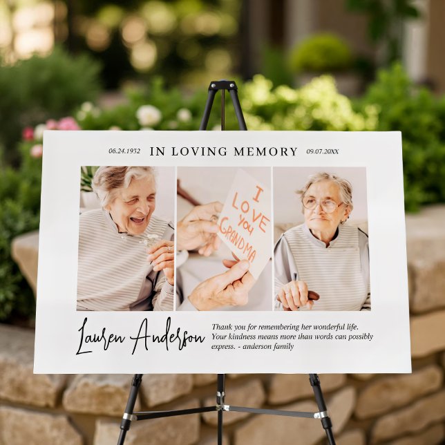 In Loving Memory Memorial Modern Simple 3 Photo Foam Board (Creator Uploaded)