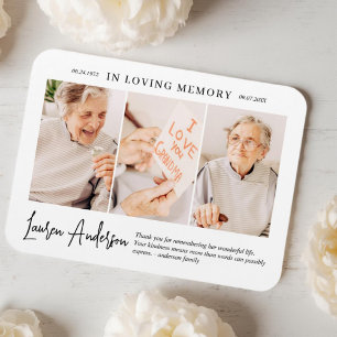 In Loving Memory Memorial Modern Simple 3 Photo Magnet