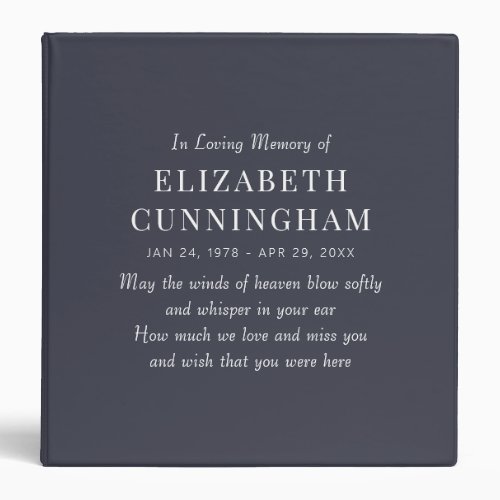 In Loving Memory Memorial Modern Simple 3 Ring Binder