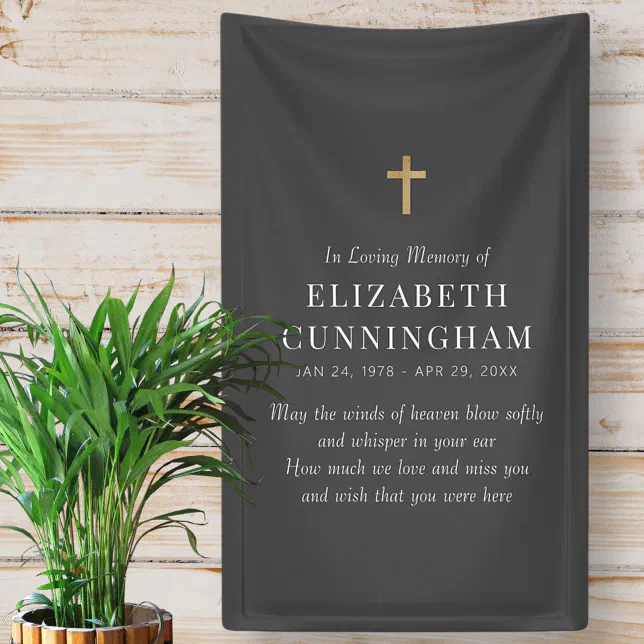 In Loving Memory Memorial Modern Simple Cross Banner | Zazzle