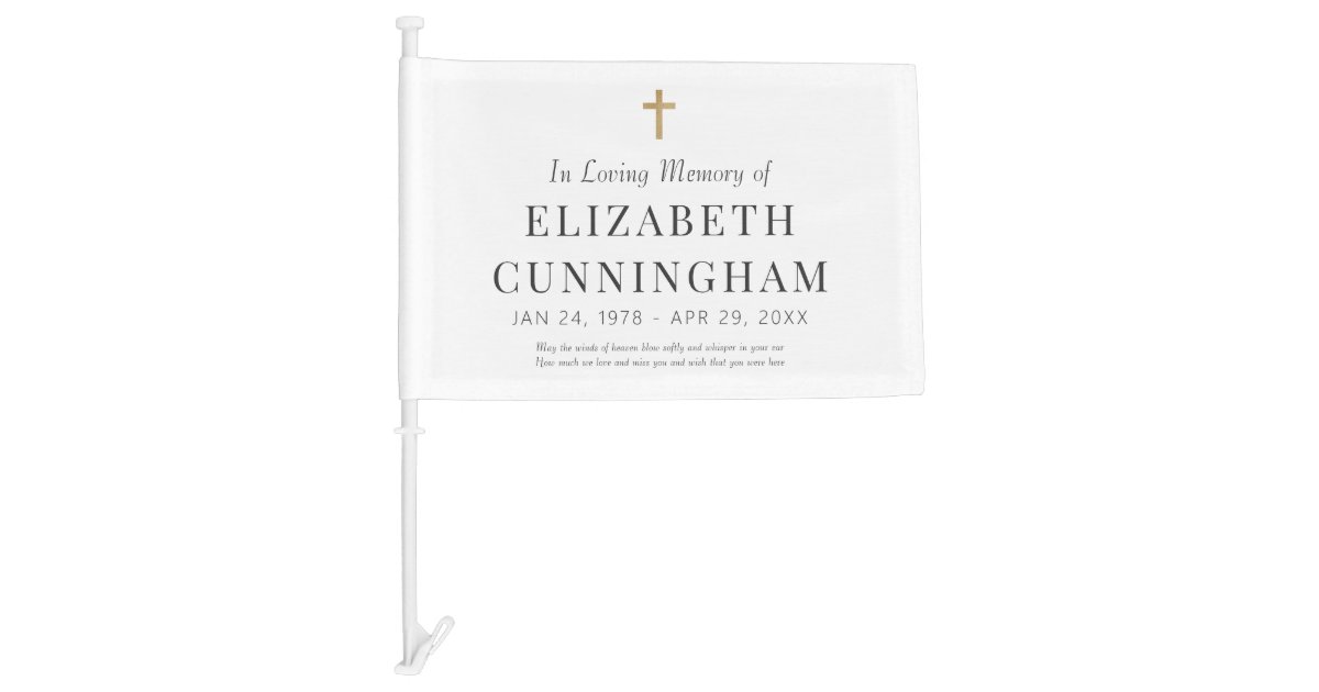 In Loving Memory Memorial Modern Simple Cross Car Flag | Zazzle