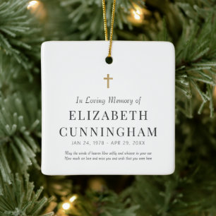 In Loving Memory Memorial Modern Simple Cross Ceramic Ornament