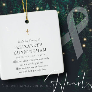 In Loving Memory Memorial Modern Simple Cross Ceramic Ornament