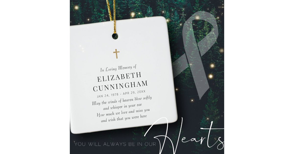 In Loving Memory Memorial Modern Simple Cross Ceramic Ornament | Zazzle