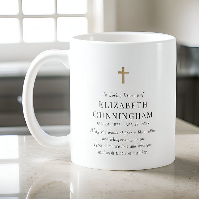In Loving Memory Memorial Modern Simple Cross Coffee Mug (Creator Uploaded)