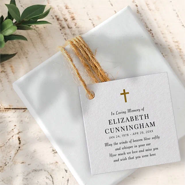 In Loving Memory Memorial Modern Simple Cross Favor Tags | Zazzle