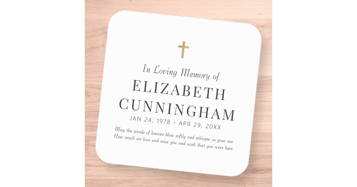 In Loving Memory Memorial Modern Simple Cross Square Sticker | Zazzle