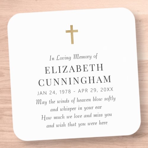 In Loving Memory Memorial Modern Simple Cross Square Sticker