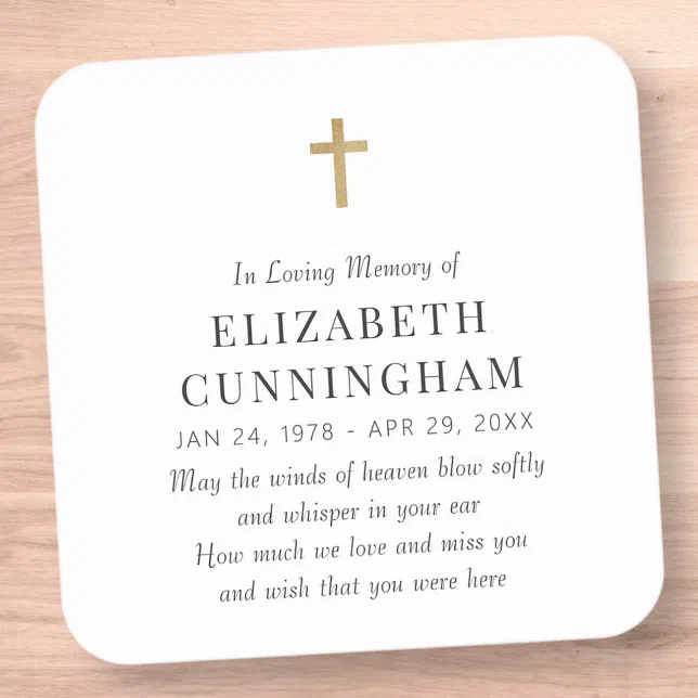 In Loving Memory Memorial Modern Simple Cross Square Sticker | Zazzle