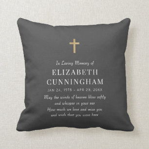 In Loving Memory Memorial Modern Simple Cross Throw Pillow