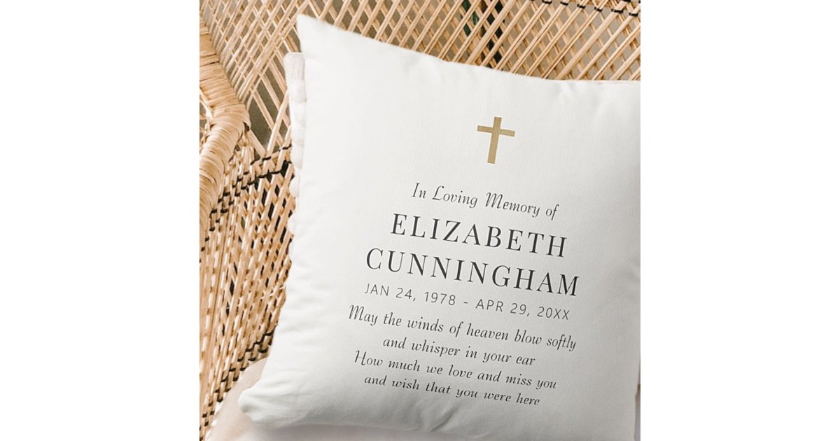 In Loving Memory Memorial Modern Simple Cross Throw Pillow | Zazzle