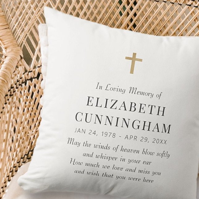 In Loving Memory Memorial Modern Simple Cross Throw Pillow (Creator Uploaded)