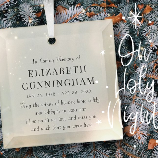 In Loving Memory Memorial Modern Simple Glass Ornament (Creator Uploaded)
