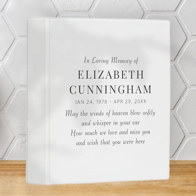 In Loving Memory Memorial Modern Simple Mini Binder (Creator Uploaded)