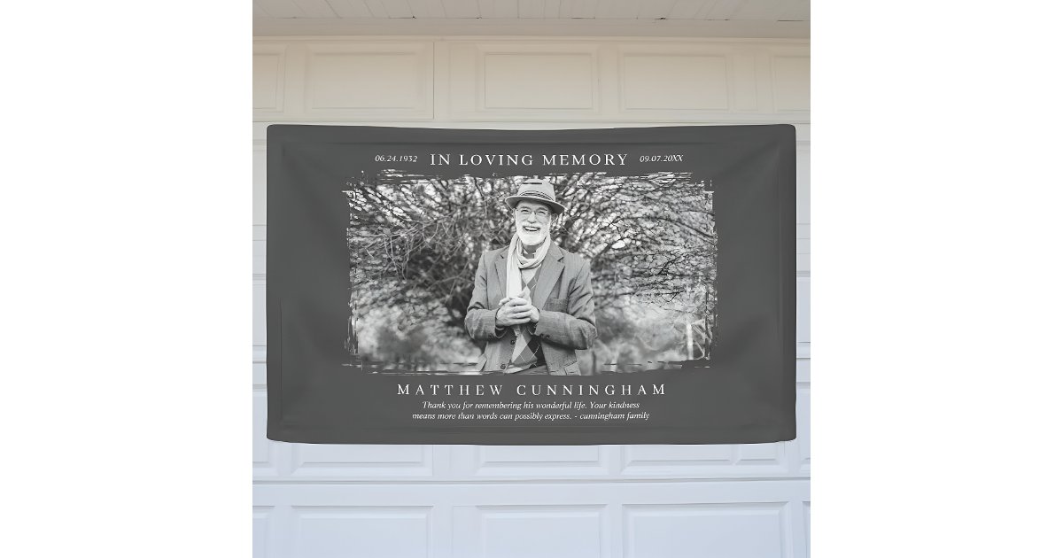 In Loving Memory Memorial Modern Simple Photo Banner | Zazzle